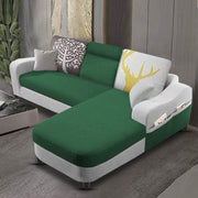 Amanda RHS 4 Seater L Shape,Sofa Set for Living Room (Green Grey Fabric)
