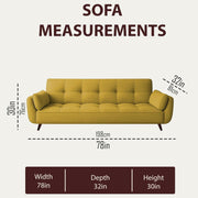 Francois 3 Seater Convertible Sofa Cum Bed for Living Room (Yellow Fabric) Premium Fabric Sofa