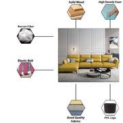 Morken LHS 6 Seater L Shape Sofa Set for Living Room (Yellow) Premium Fabric Sofa