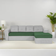 Elvi RHS 6 Seater L Shape Sofa Set for Living Room (Green Grey Fabric) Premium Fabric Sofa