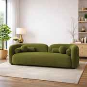 Getto Curved 3 Seater Cloud Sofa, Premium Design Upholstered 3 Seater Sofa Set for Living Room, (Black Colour) Premium Boucle Fabric Sofa