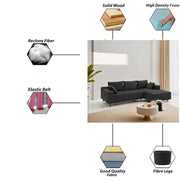 Casaliving Crystal 4 Seater RHS L Shape Sofa Set for Living Room (Black Fabric) Premium Fabric Sofa