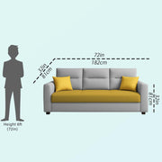 Evona 3 Seater Sofa Set for Living Room (Yellow Grey Colour Fabric) Premium Fabric Sofa