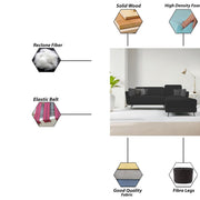 Arlond RHS 4 Seater L Shape Sofa Set for Living Room (Black Fabric) Premium Fabric Sofa