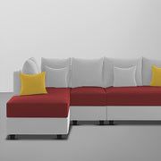 Inclair LHS 6 Seater L Shape Sofa Set for Living Room (Maroon Grey Fabric) Premium Fabric Sofa