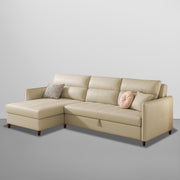 Casaliving Floster LHS 4 Seater L Shape Corner Sofa Cum Bed for Living Room (Cream Fabric) Premium Fabric Sofa