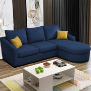 Shrank Round Lounger L Shape 4 Seater Sofa Set for Living Room (Blue) Fabric Sofa | RHS