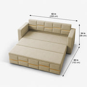 Casaliving Mordo 3 Seater Sofa Cum Bed for Living Room (Black Fabric) Premium Fabric Sofa Set