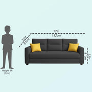 Evona 3 Seater Sofa Set for Living Room (Black Colour Fabric) Premium Fabric Sofa