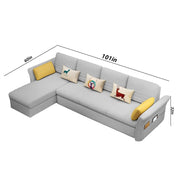 Ventos LHS 6 Seater L Shape Sofa Set for Living Room (Grey) Premium Velvet Fabric