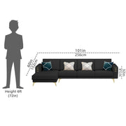 Falco LHS 6 Seater L Shape Sofa Set for Living Room (Black Fabric) Premium Fabric Sofa