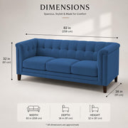 Casaliving Fento 3 Seater Sofa Set for Living Room, 3 Seater (Black) Colour Premium Velvet Fabric Sofa