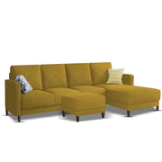 Swaloni RHS 6 Seater L Shape Sofa Set with Center Table for Living Room (Yellow) Premium Fabric Sofa