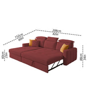 Gagnon LHS 6 Seater L Shape Corner Sofa Cum Bed for Living Room (Yellow Fabric) Premium Fabric Sofa