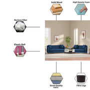 Casaliving Doraldo 3 + 2 Seater Sofa Set for Living Room (Blue Colour Fabric) Premium Fabric Sofa Set for Living Room