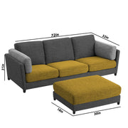 Nairo 4 Seater Interchangeable L Shape Sofa with Ottoman for Living Room (Yellow Black Fabric)