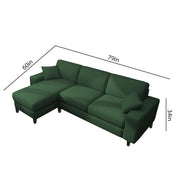 Martin 4 Seater LHS L Shape Sofa Set for Living Room (Green Colour Fabric)