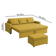 Casaliving Treshta 3 Seater with Ottomon Pull-Out Sofa Cum Bed (Black Color) Premium Fabric Sofa Set for Living Room | Bedroom