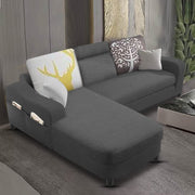 Amanda LHS 4 Seater L Shape,Sofa Set for Living Room (Black Fabric)