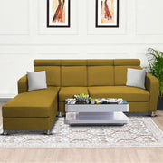 Emma RHS 6 Seater L Shape Sofa Set for Living Room (Yellow Fabric)