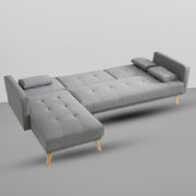 Convertible Futon RHS 4 Seater Sofa Cum Bed with Adjustable Backrest Sofa for Living Room (Blue Grey Colour) Premium Fabric Sofa