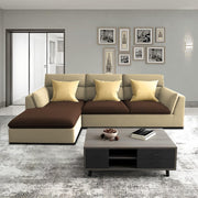 Delton LHS 4 Seater L Shape Sofa Set for Living Room (Cream Brown) Premium Fabric