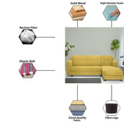 Fracher RHS 4 Seater L Shape Sofa Set for Living Room (Yellow Fabric) Premium Fabric Sofa