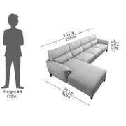 Janifer LHS 6 Seater L Shape Sofa Set for Living Room (Grey Colour) Premium Fabric Sofa Set