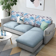 Andon 4 Seater L Shape Sofa Set for Living Room (Light Blue Grey) Right Side Sofa