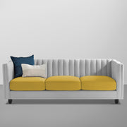 Martine 3 Seater Sofa Set for Living Room (Yellow Grey Fabric) | Premium Fabric Sofa