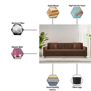 Garcia 3 Seater Sofa Set for Living Room (Blue Black Colour) Premium Fabric Sofa