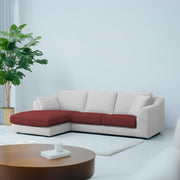 Cortina LHS 4 Seater L Shape Sofa Set for Living Room (Maroon Grey Fabric) Premium Fabric Sofa