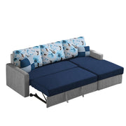 Rolando 4 Seater Sofa Cum Bed for Living Room (Cream Black) Premium Fabric Sofa