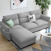 Andon 4 Seater L Shape Sofa Set for Living Room (Grey Fabric) Left Side Sofa