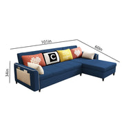 Denis 5 Seater RHS L Shape Sofa Set for Living Room (Blue Fabric) Premium Fabric Sofa