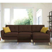 Lizel RHS 4 Seater L Shape Sofa Set with Center Table for Living Room (Brown Fabric) Premium Velvet Fabric Sofa
