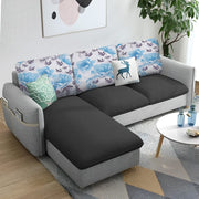 Andon 4 Seater L Shape Sofa Set for Living Room (Black Grey) Left Side Sofa