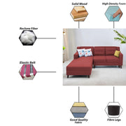Lifestyle 4 Seater LHS L Shape Sofa Set for Living Room - (Maroon Fabric) Premium Fabric Sofa Set