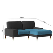 Latieo RHS 2 Seater Lounger L Shape Sofa Set for Living Room (Black Turquise) Premium Fabric Sofa