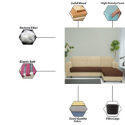 Fracher RHS 4 Seater L Shape Sofa Set for Living Room (Cream Brown Fabric) Premium Fabric Sofa