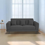 Casaliving Isabella 3 Seater Sofa Set for Living Room (Black Grey Colour Fabric) Premium Fabric Sofa