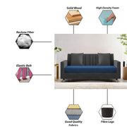 Casaliving Garcia 2 Seater Sofa Set for Living Room (Blue Black Colour) Premium Fabric Sofa