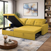Casaliving Treshta 4 Seater LHS L - Shape Pull-Out Sofa Cum Bed with Storage Sofa for Living Room (Brown Fabric Color) Premium Fabric Sofa Set for Living Room Sofa Cum Bed