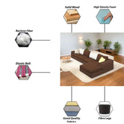 Badger LHS 6 Seater L Shape Sofa Set for Living Room (Black Fabric) Premium Fabric Sofa