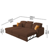 Gagnon LHS 6 Seater L Shape Corner Sofa Cum Bed for Living Room (Yellow Fabric) Premium Fabric Sofa