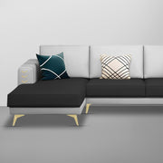 Falco LHS 4 Seater L Shape Sofa Set for Living Room (Black Grey Fabric) Premium Fabric Sofa