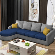 Shrank Round Lounger L Shape 6 Seater Sofa Set for Living Room (Blue Grey) Fabric Sofa | LHS