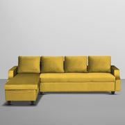 Asper LHS 6 Seater L Shape Sofa Set for Living Room (Yellow Fabric) Premium Fabric Sofa