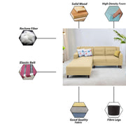 Lifestyle 4 Seater LHS L Shape Sofa Set for Living Room - (Cream Fabric) Premium Fabric Sofa Set