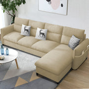 Andon 6 Seater L Shape Sofa Set for Living Room (Black Grey Fabric) Left Side Sofa
